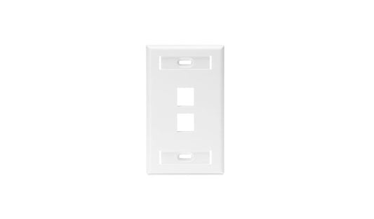 Leviton 42080-2WS QuickPort Single-Gang 2-Port Wall Plate White