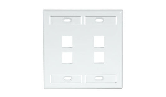 Leviton 42080-4WP QuickPort 4-Port Dual-Gang Wall Plate with ID Windows 1 Year