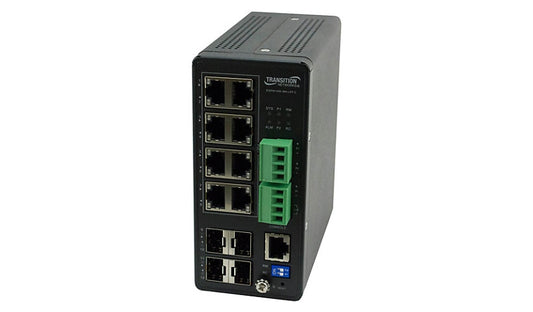 Lantronix SISPM1040-384-LRT-C Hardened 8-Port PoE+ Switch, 4x SFP, 120W