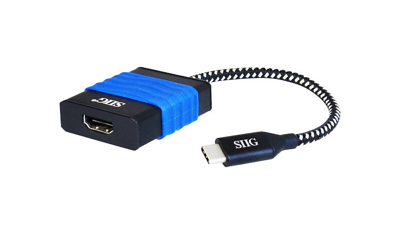 SIIG USB-C to HDMI Video Adapter, 4K, Reversible, Black, 8 in