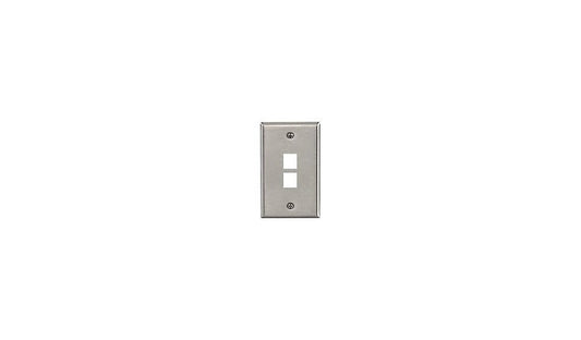 Leviton 43080-1S2 QuickPort Stainless Steel 2-Port Single-Gang Wall Plate 1 Year