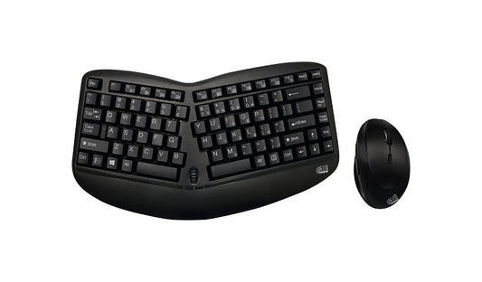 Adesso WKB-1150CB Tru-Form Mini Wireless Ergonomic Split Keyboard Combo 1 Year
