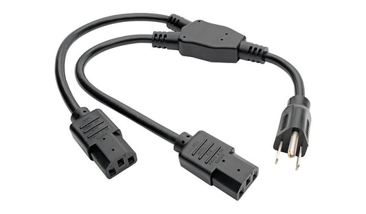 Tripp Lite P006-18N-2 NEMA 5-15P to 2x C13 Y-Splitter Power Cord 1.5 ft 10A 125V