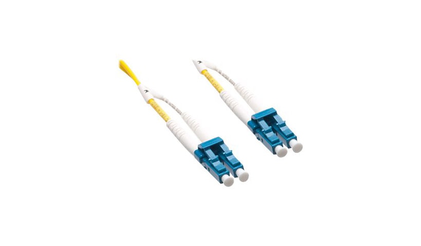 Axiom LCLCSD9Y-15M-AX 15m (49.2ft) LC to LC OS2 Single Mode Duplex Fiber Optic Cable, 9/125, Yellow