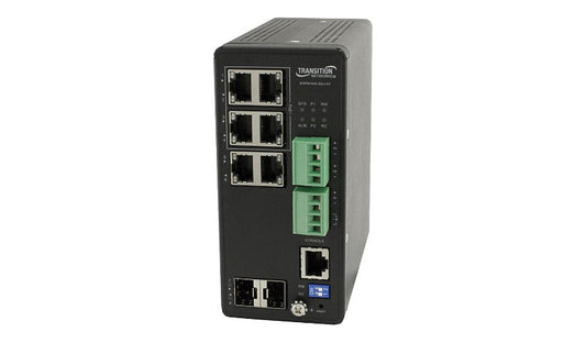Lantronix SISPM1040-362-LRT Hardened 6-Port PoE+ Switch, 2x SFP, 120W, TAA