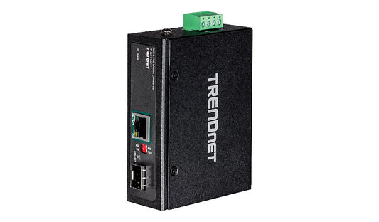 TRENDnet TI-UF11SFP Industrial SFP to Gigabit PoE++ (UPoE) Media Converter, up to 95W, IP50, -40 to 75°C, NDAA/TAA Compliant