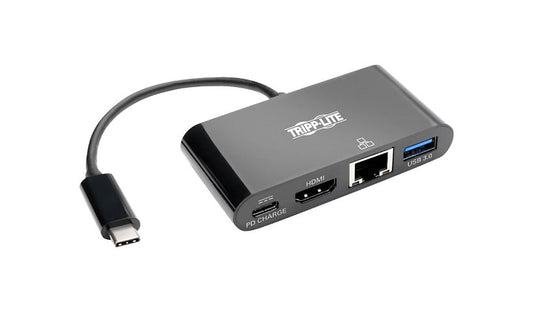 Tripp Lite USB-C Multiport Adapter, 4K HDMI, USB-A, Gigabit LAN, PD Charging