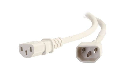 C2G 17557 C14 to C13 PDU Extension Power Cord 6 ft 15A 250V 14 AWG White 3 Year