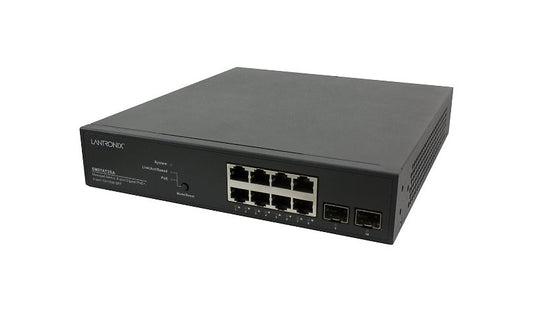 Lantronix SM8TAT2SA-NA 8-Port Gigabit PoE+ Smart Switch, 2x SFP, 130W