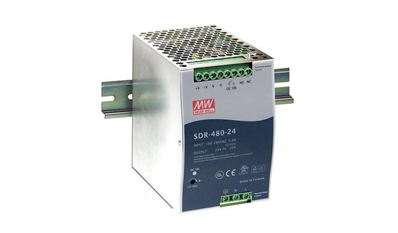 Mean Well SDR-480-48 480W 48V DIN Rail Power Supply, Active PFC, Fanless