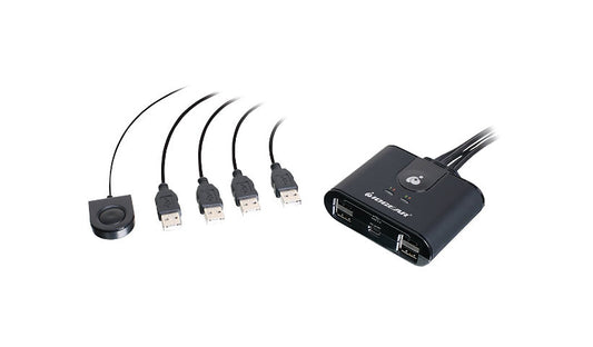 IOGEAR 4x4 USB 2.0 Sharing Switch with USB-C Adapter, 4 Computers, 4 Devices
