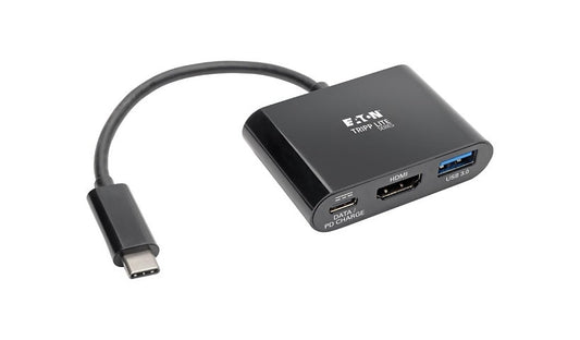 Tripp Lite USB-C to HDMI Adapter, 4K, USB-A Port, PD Charging, Thunderbolt 3