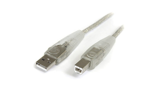 StarTech.com Transparent USB 2.0 A to B Cable, Male/Male, Clear, 10 ft