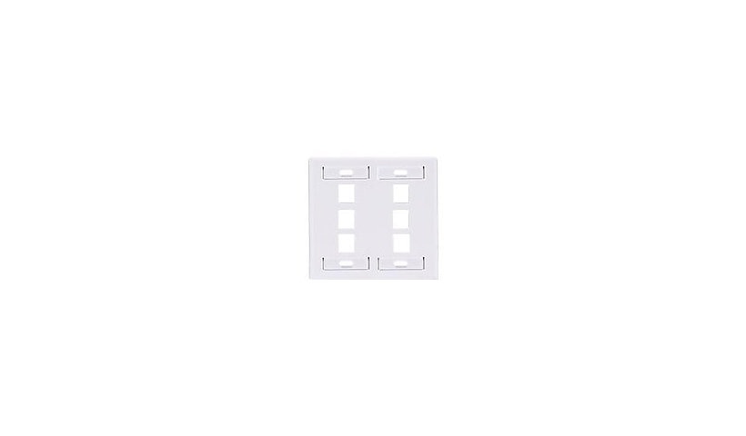 Leviton 42080-6WP QuickPort 6-Port Dual-Gang Wall Plate with ID Windows 1 Year