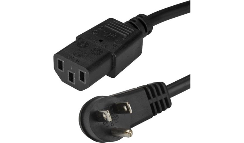 StarTech.com PXTR1016 Right-Angle NEMA 5-15P to C13 Computer Power Cord 6 ft 10A