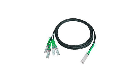 Amphenol ICC 3m (10ft) 100GBase QSFP28 to 4x SFP28 Passive Shielded Breakout Cable, Black, NDAQGF-0003