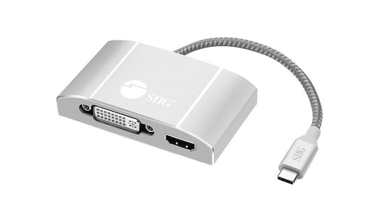 SIIG USB-C 3-in-1 Video Adapter, HDMI 4K30 / DVI / VGA, 60W PD Charging