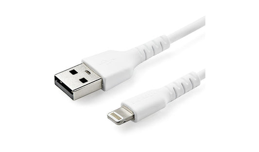 StarTech.com Rugged USB-A to Lightning Cable, MFi Certified, White, 1 m (3 ft)