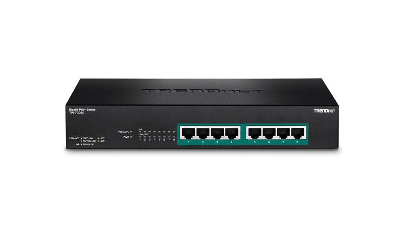 TRENDnet TPE-TG80F 8-Port Gigabit Full Power PoE+ Switch, 240W, Rack