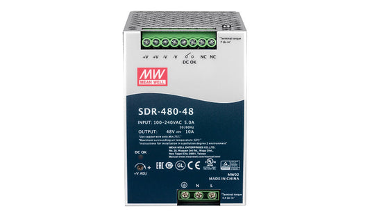 TRENDnet TI-S48048 480W 48V DC Industrial DIN Rail Power Supply, Active PFC