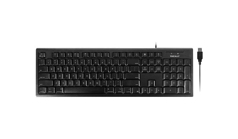 Macally QKEYB Wired USB Keyboard 104 Key Thin Keys Numpad Black