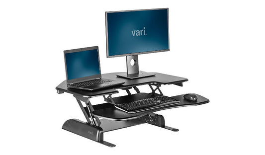 VARIDESK Cube Corner 36 Cubicle Sit-Stand Riser, Black, 45198