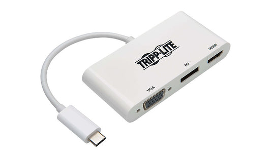 Tripp Lite USB-C Multiport Video Adapter: HDMI, DisplayPort & VGA, 4K, White