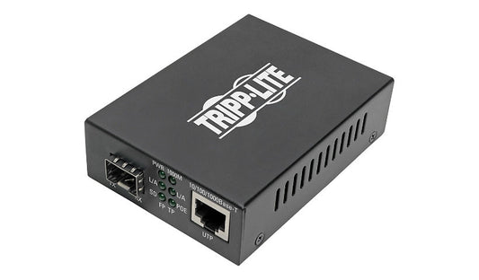 Eaton Tripp Lite Gigabit SFP Fiber to Ethernet PoE+ Media Converter, 10/100/1000, Open SFP Slot, Black, N785-P01-SFP
