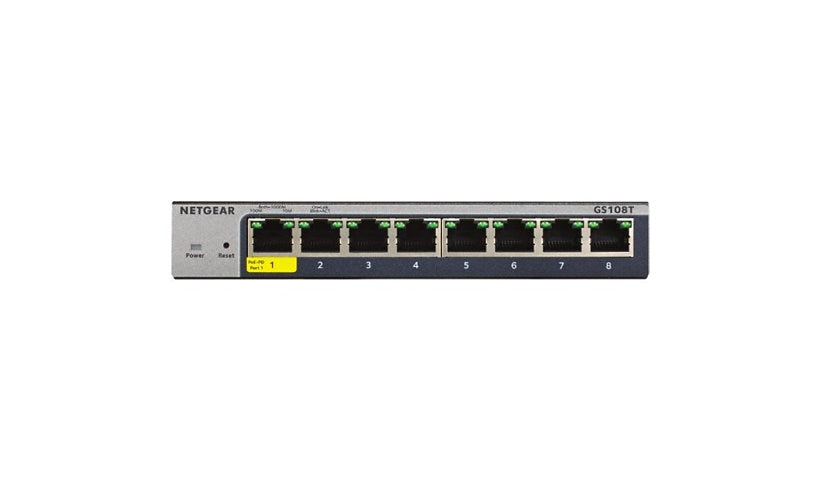 Netgear GS108T-300NAS 8-Port Gigabit Smart Managed Pro Switch, PoE Powered