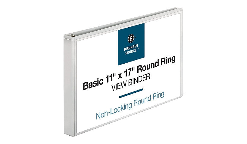 Business Source Tabloid Landscape Round-Ring Binder, White, BSN45100