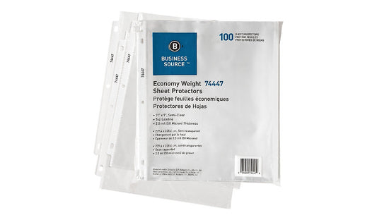 Business Source Top-Load Sheet Protectors, Letter, 100-Pack, BSN74447