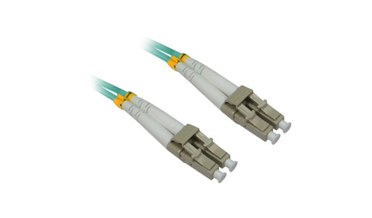 4XEM 4XFIBERLCLC3M 3m (9.8ft) LC to LC 10Gb Multimode Duplex Fiber Patch Cable, 50/125, PVC, Aqua