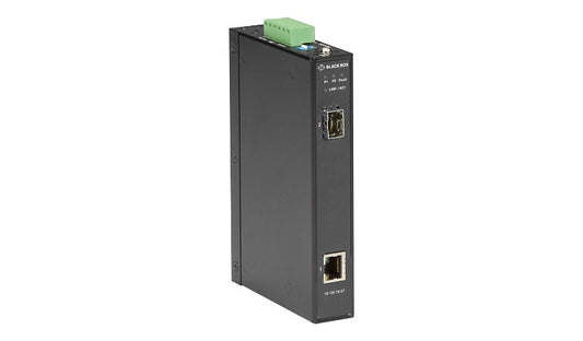 Black Box LGC280A Industrial Gigabit Media Converter, RJ-45 to SFP Slot, -40 to 70°C, IP30, TAA Compliant