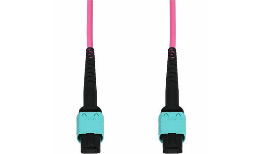 Proline PRO-MPOMPO-15M5OM4-MA 15m (49.2ft) MPO/UPC to MPO/UPC 12 Fiber OM4 Multimode Patch Cable, 50/125, OFNR Riser, Magenta (Erika Violet)