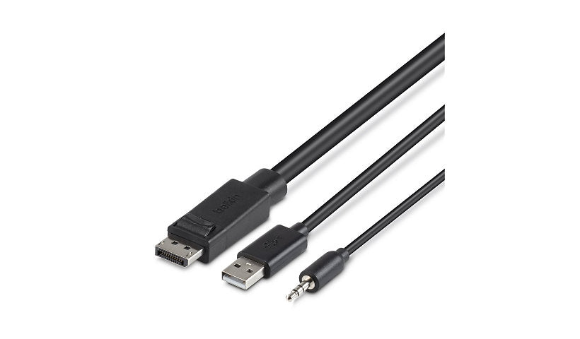 Belkin Secure 6ft (1.83m) DisplayPort KVM Combo Cable with USB and 3.5mm Audio, Single-Head, TAA Compliant, Black, F1D9019B06T