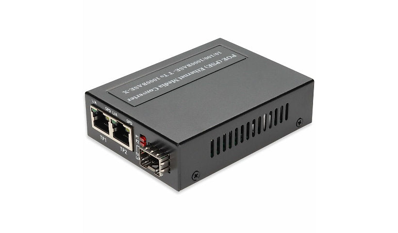 Proline 2x 10/100/1000Base-TX RJ-45 to 1x Open SFP Port PoE+ Media Converter, 30W, PRO-GMC-2RJSFP-POE+