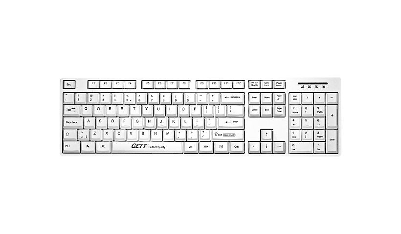 GETT 38-0091 Washable Antimicrobial USB Keyboard with Numpad White 1 Year