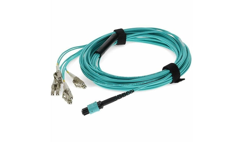 Proline PRO-MPO-4LC3M5OM4P 3m (9.8ft) MPO/UPC to 4x Duplex LC/UPC OM4 Multimode 8 Fiber Fanout Cable, 50/125, OFNP Plenum, Aqua
