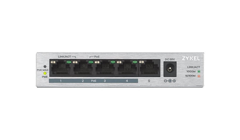 Zyxel GS1005HP 5-Port Gigabit PoE+ Unmanaged Switch, 4 PoE+, 60W