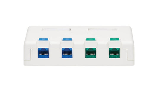 Eaton Tripp Lite 4-Port Surface-Mount Box for Keystone Jacks, White, N082-004-WH