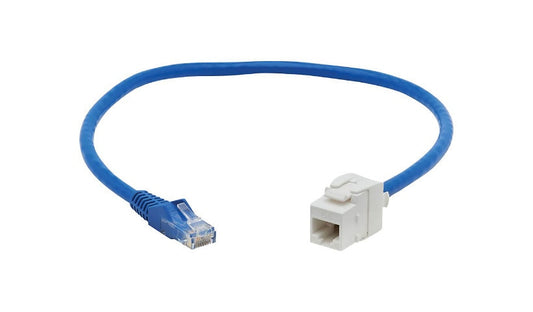Eaton Tripp Lite 18in CAT6 Keystone Jack Cable Assembly, Unshielded UTP, PoE+, RJ45 Male to Female, CMR-LP, Blue, N237-F18N-WHSH