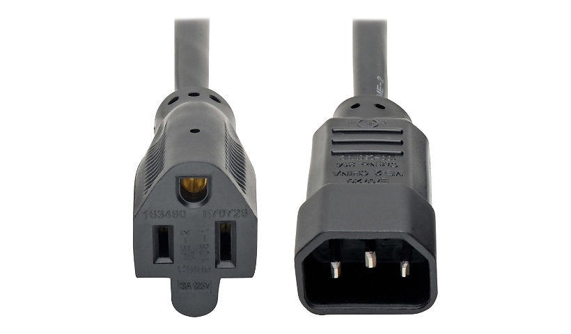 Tripp Lite P002-002 NEMA 5-15R to C14 Power Adapter Cord 2 ft Lifetime Warranty