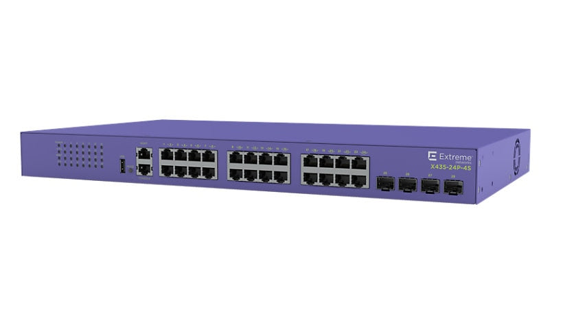 Extreme Networks X435-24P-4S 24-Port Gigabit PoE+ Switch, 4x SFP, 370W