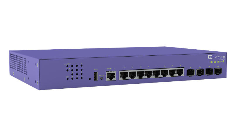 Extreme Networks X435-8T-4S 8-Port Gigabit Switch, 4x SFP, Fanless