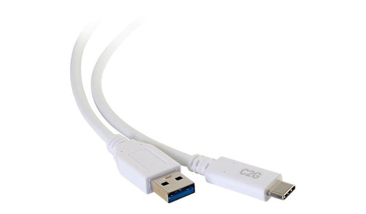C2G 6 ft USB-C to Type-A SuperSpeed Cable, 5Gbps, 3A, USB-IF, White