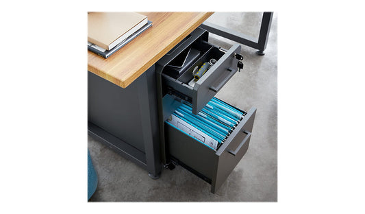 VARIDESK (VARI) Slim 3-Drawer File Cabinet, Slate, 400718