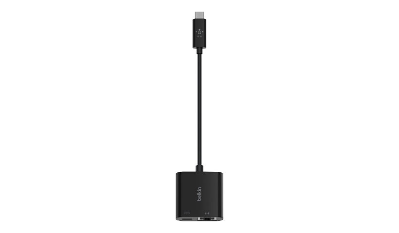 Belkin USB-C to Gigabit Ethernet + 60W PD Charge Adapter, Plug and Play