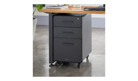 VARIDESK (VARI) 3-Drawer Mobile File Cabinet, Slate, 400742
