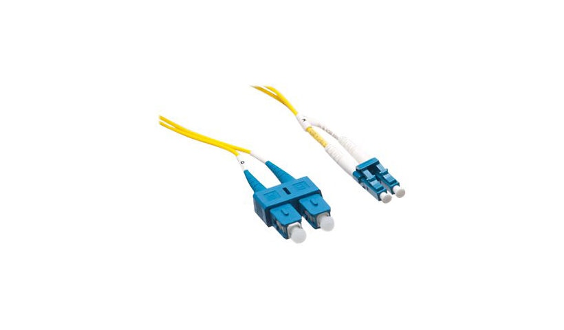 Axiom 4m (13.1ft) LC to SC OS2 Single Mode Duplex Fiber Optic Cable, 9/125, Yellow, LCSCSD9Y-4M-AX