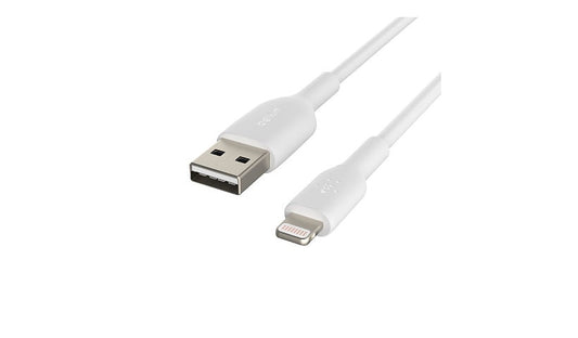 Belkin MFi Lightning to USB-A Cable, 12W, 480 Mbps, PVC, 2 m (6.6 ft), White